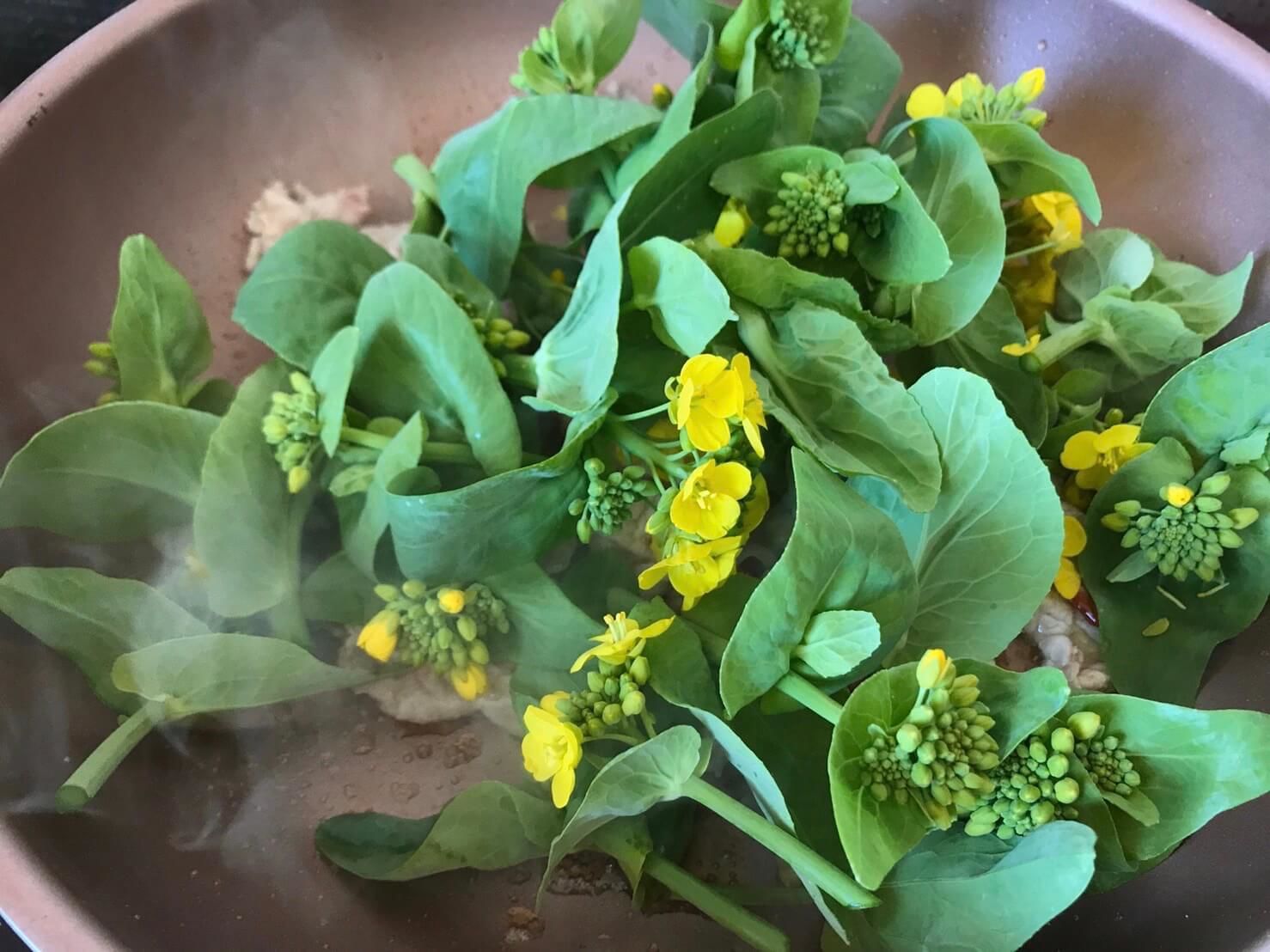 白菜の花料理！？おっさんから大量に届いた写真。家具工房に菜園アリのイメージ