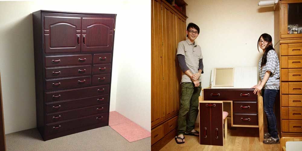 お母様の形見の婚礼家具一式からドレッサーと椅子にリメイク 家具リメイク事例：R022 Before&After