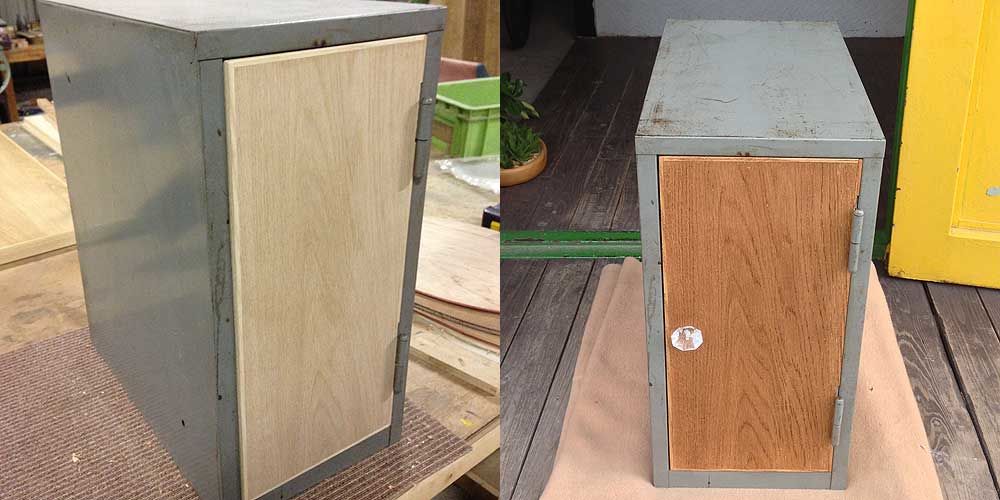 レトロなスチールロッカーを木製扉キャビネットにリメイク 家具リメイク事例：R008 Before&After