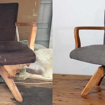 レトロでお洒落な木製アーム付のドクターチェアをレストア 家具リメイク事例：R024 Before&After