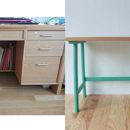 袖机の学習机をコンパクトなデスク＆インワゴンにリメイク 家具リメイク事例：R065 Before&After