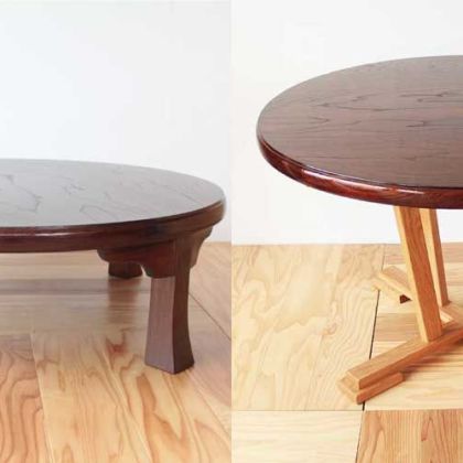ちゃぶ台の天板をいかしダイニングテーブルへ 家具リメイク事例：R083 Before&After