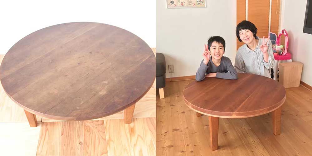 ダイニング用の座卓をリビング用こたつテーブルにリメイク 家具リメイク事例：R088 Before&After