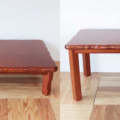 純和風のこたつだった座卓をダイニングテーブルにリメイク 家具リメイク事例：R092 Before&After
