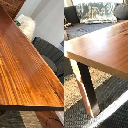 海外で購入された無垢一枚板ダイニングテーブルをリメイク 家具リメイク事例：R093 Before&After