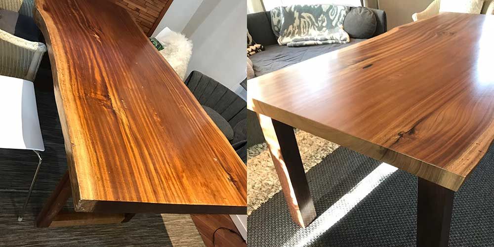 海外で購入された無垢一枚板ダイニングテーブルをリメイク 家具リメイク事例：R093 Before&After