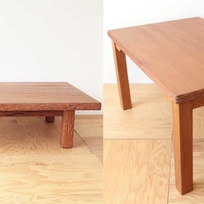 屋久杉座卓の天板をいかしてダイニングテーブルにリメイク 家具リメイク事例：R101 Before&After