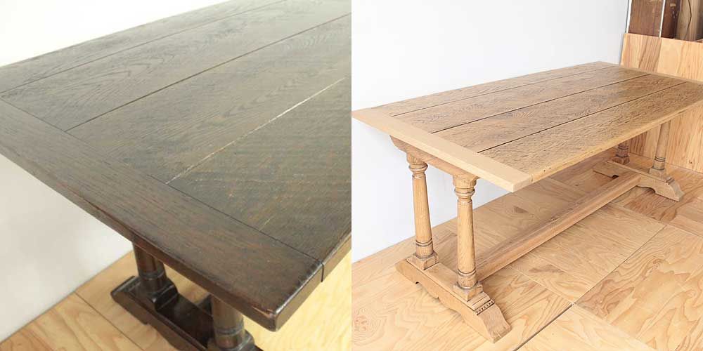 オランダ製のダイニングテーブルをリサイズ＆塗装を変更 家具リメイク事例：R114 Before&After