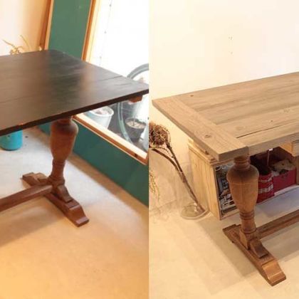 アンティークテーブルの天板をバーンウッドのダイニングテーブルに 家具リメイク事例：R115 Before&After
