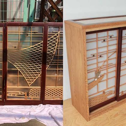 書院障子のガラスを替え、リビング用キャビネットに 家具リメイク事例：R120 Before&After