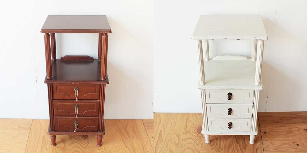 アンティークの魅力を生かしながら電話台を再塗装 家具リメイク事例：R122 Before&After