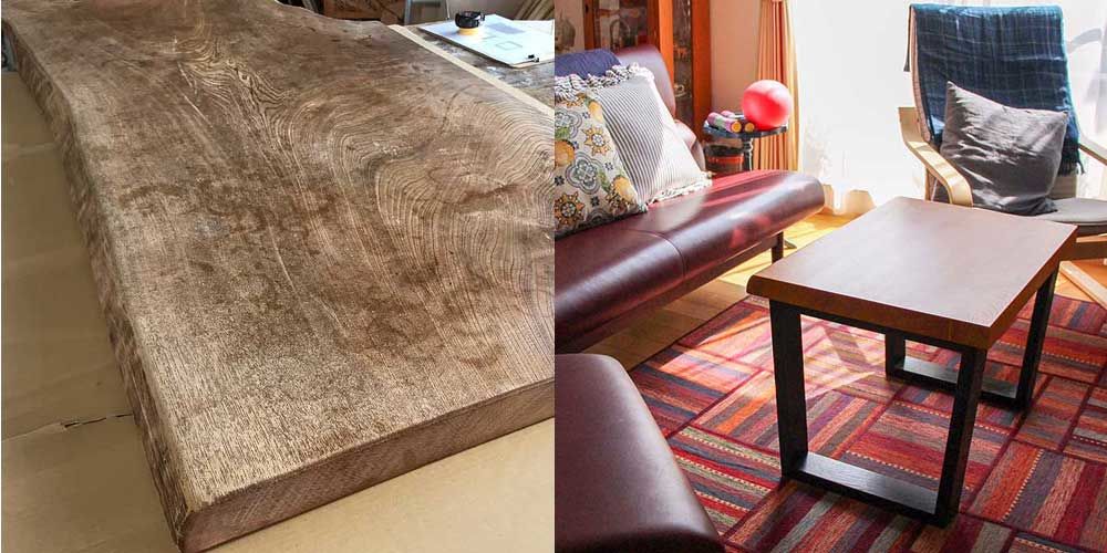大きな天然木のテーブルをコンパクトなリビングテーブルにリメイク 家具リメイク事例：R125 Before&After