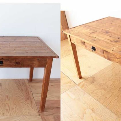 無垢パイン材テーブルの脚を取り外し出来るように 家具リメイク事例：R129 Before&After