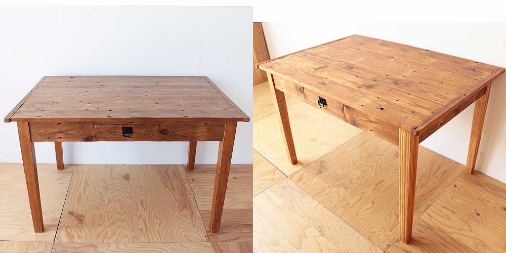 無垢パイン材テーブルの脚を取り外し出来るように 家具リメイク事例：R129 Before&After