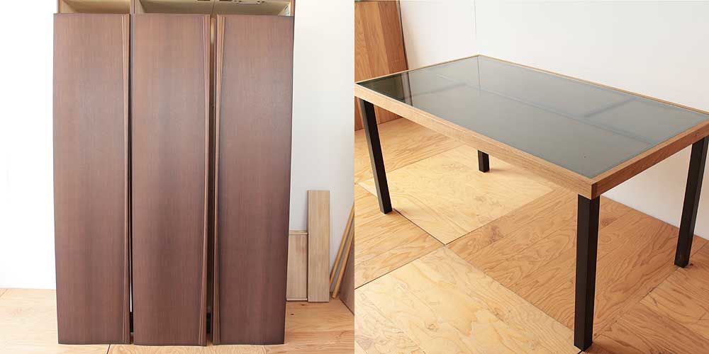 婚礼タンスの扉をダイニングテーブルに 家具リメイク事例：R130 Before&After