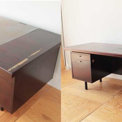 両袖書斎机の幅・奥行きをサイズダウン 家具リメイク事例：R144 Before&After