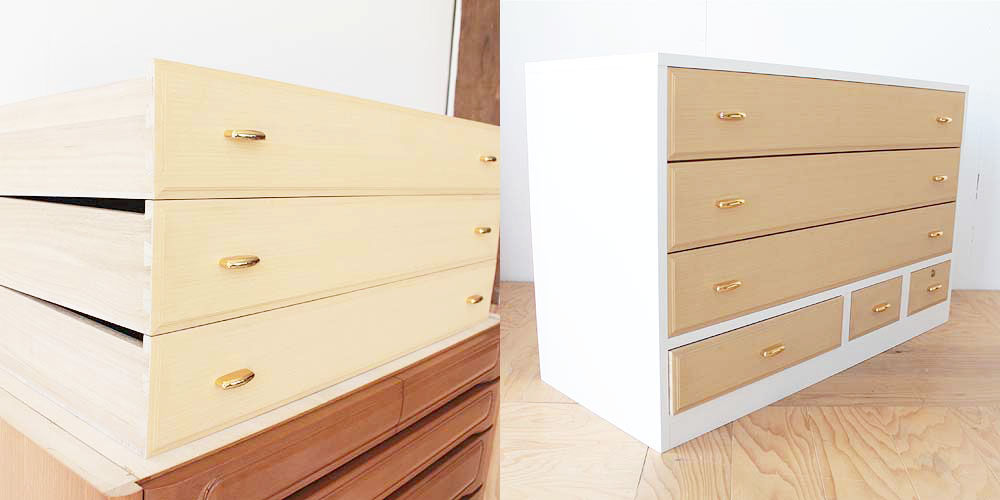 和タンスの着物収納をシンプルで上品なチェストに 家具リメイク事例：R146 Before&After