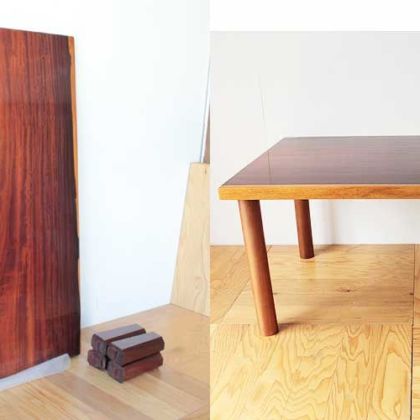 無垢一枚板の座卓を足元広々ダイニングテーブルに 家具リメイク事例：R149 Before&After