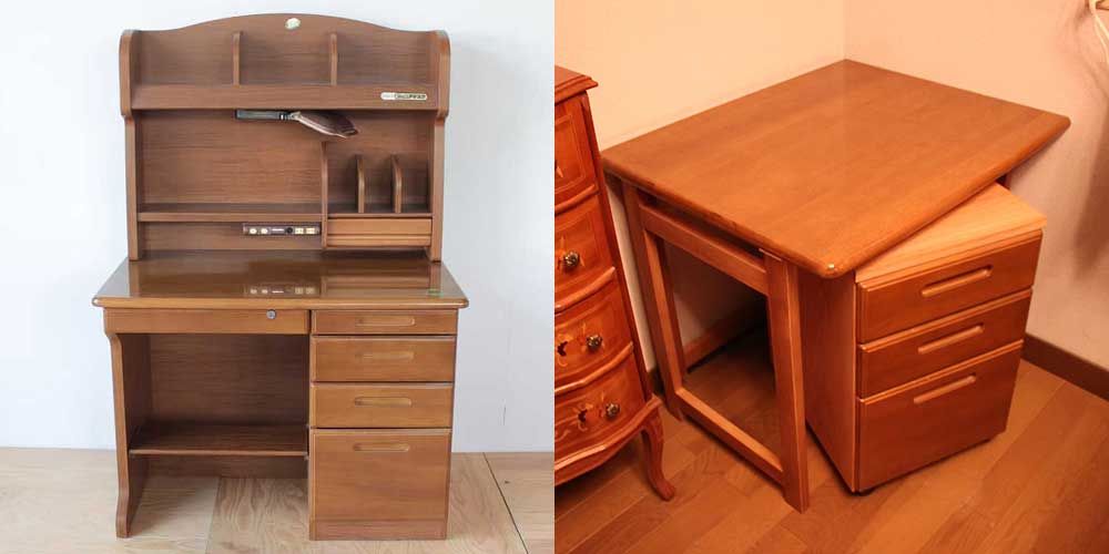 学習机を折り畳みデスクとキャスター付引き出しに 家具リメイク事例：R152 Before&After