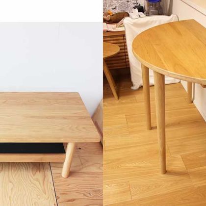 長方形ローテーブルを半円形ダイニングテーブルに 家具リメイク事例：R153 Before&After