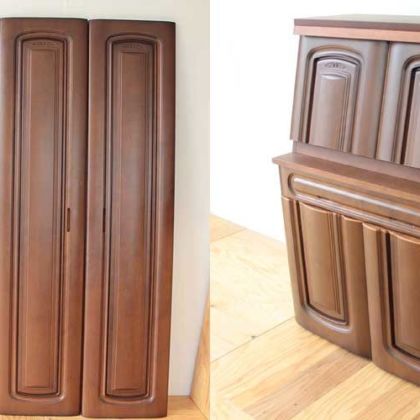 婚礼家具の扉と引き出しを使ってライティングビューローに 家具リメイク事例：R163 Before&After