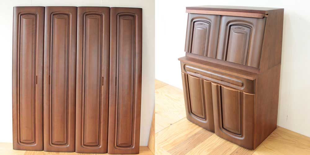 婚礼家具の扉と引き出しを使ってライティングビューローに 家具リメイク事例：R163 Before&After
