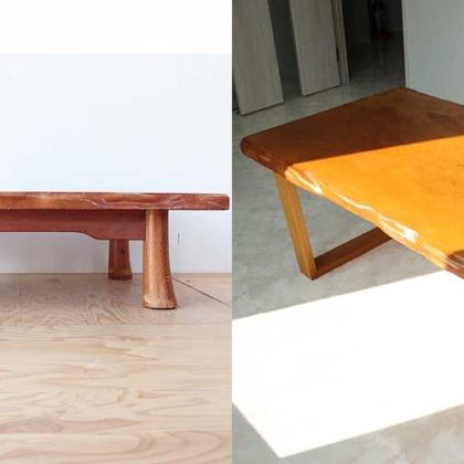 屋久杉無垢一枚板の座卓を、ソファに合わせたテーブルに 家具リメイク事例：R164 Before&After