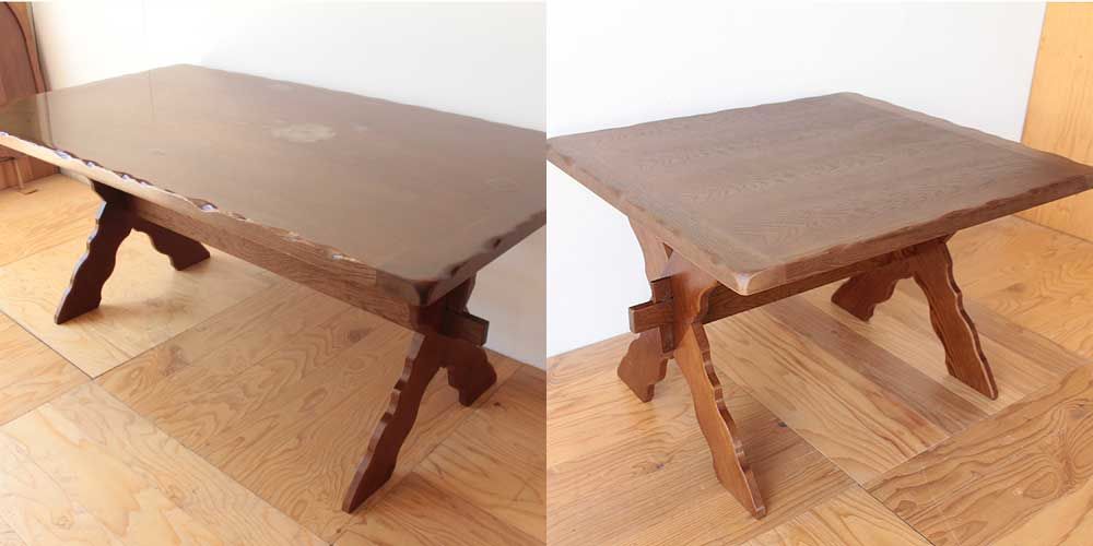 ダイニングテーブルをソファ用テーブルにリサイズ 家具リメイク事例：R165 Before&After