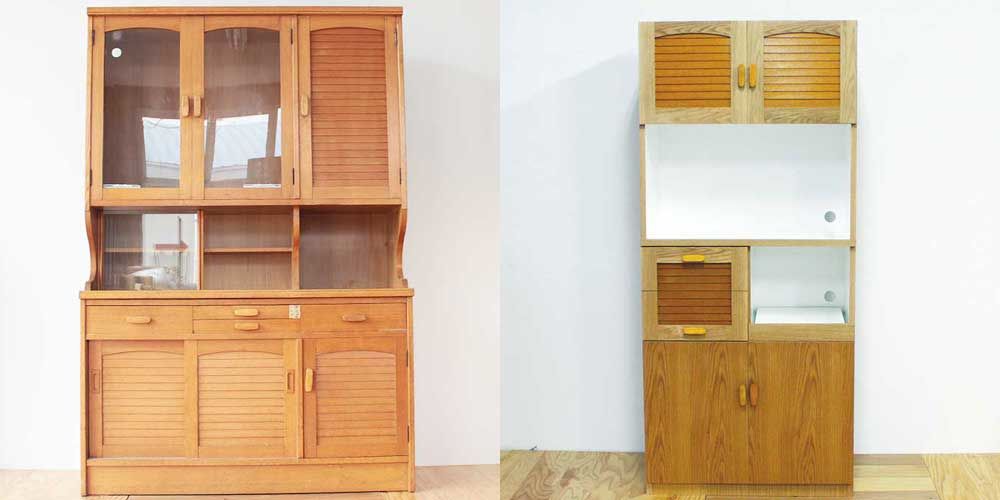 食器棚を３分の２の幅にリサイズ 家具リメイク事例：R167 Before&After