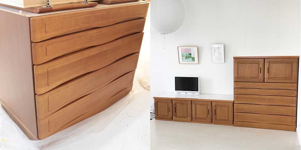 婚礼家具を組み合わせて白天板のチェストに 家具リメイク事例：R168 Before&After