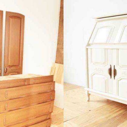 婚礼家具をヨーロピアンライティングビューローに 家具リメイク事例：R174 Before&After
