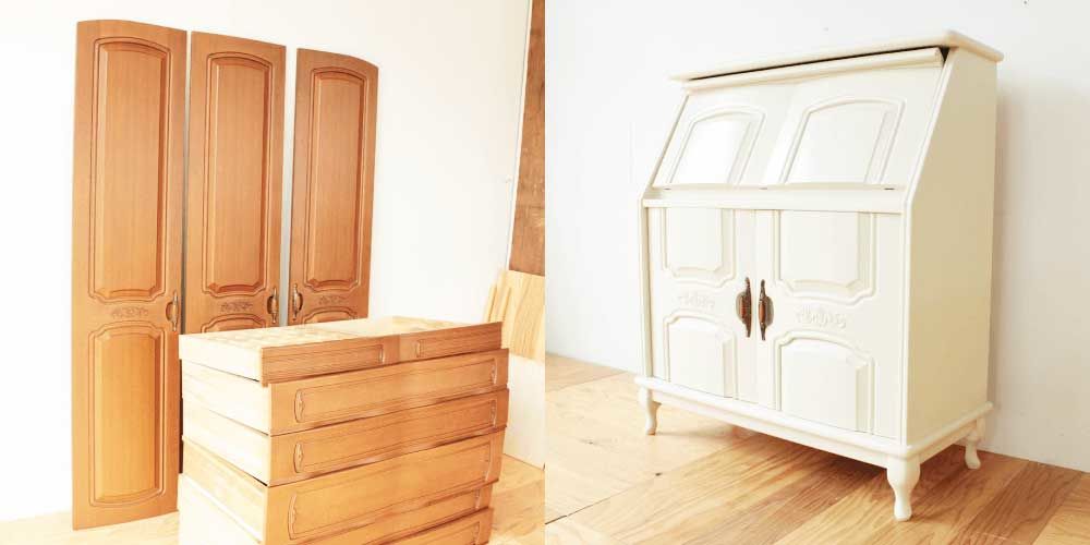 婚礼家具をヨーロピアンライティングビューローに 家具リメイク事例：R174 Before&After