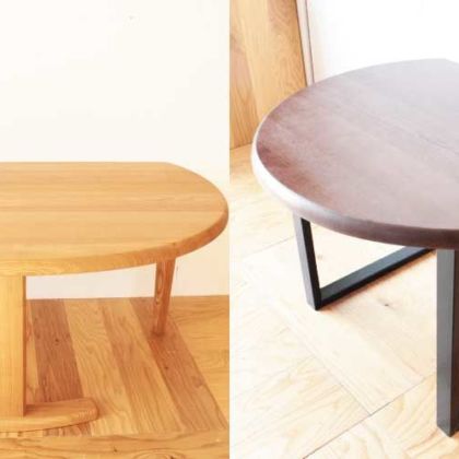 半円テーブルをリサイズ　して他のインテリアに合わせた色に 家具リメイク事例：R177 Before&After