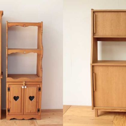 ２つのカントリー調食器棚を１つのシンプルな食器棚に 家具リメイク事例：R181 Before&After