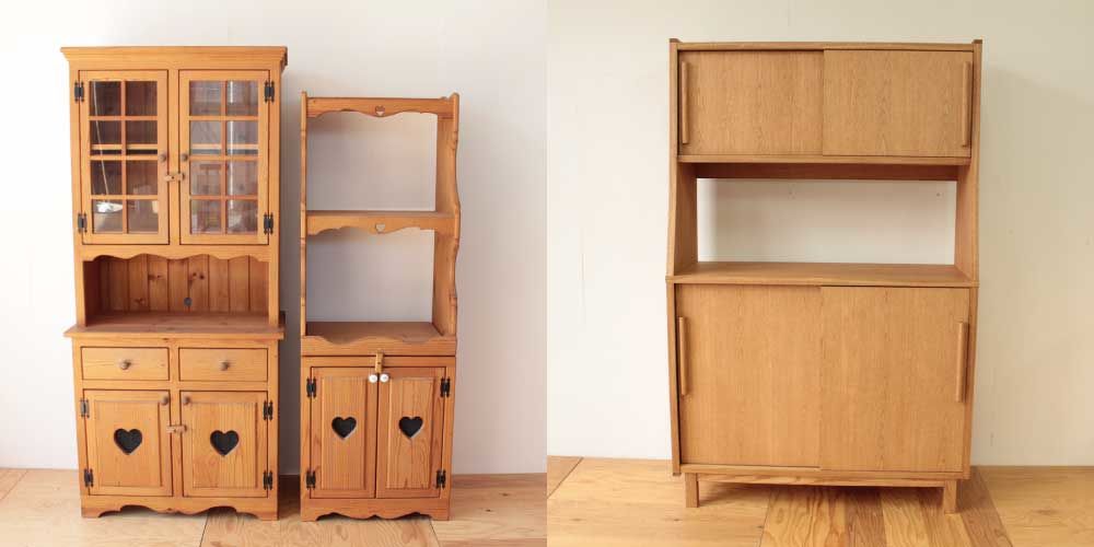 ２つのカントリー調食器棚を１つのシンプルな食器棚に 家具リメイク事例：R181 Before&After