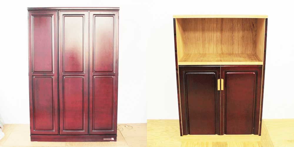 婚礼家具をミシンや金庫を収納するキャビネットに 家具リメイク事例：R200 Before&After