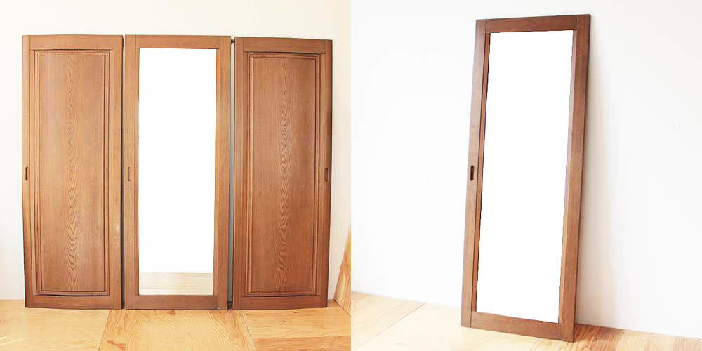 婚礼タンス扉の鏡を壁掛け鏡に 家具リメイク事例：R194 Before&After