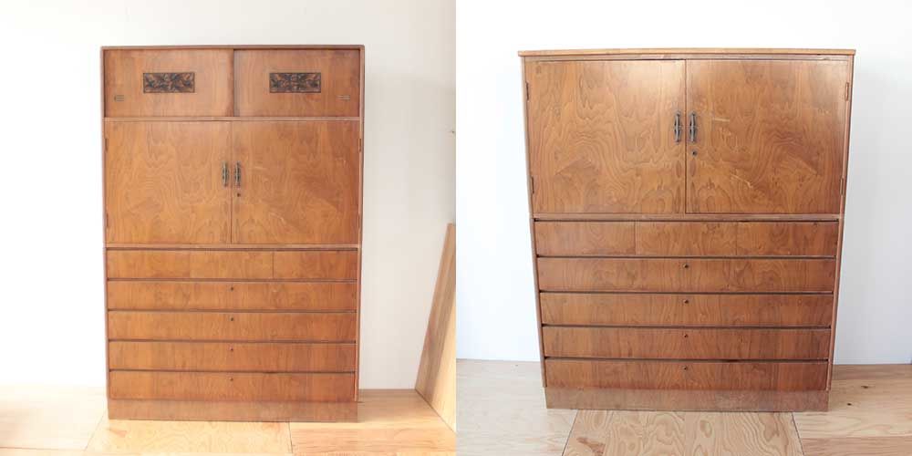 婚礼家具の和タンスの高さを低くリサイズ　 家具リメイク事例：R195 Before&After