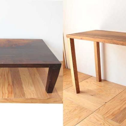 無垢チークのローテーブルをハイタイプのダイニングテーブルに 家具リメイク事例：R204 Before & After