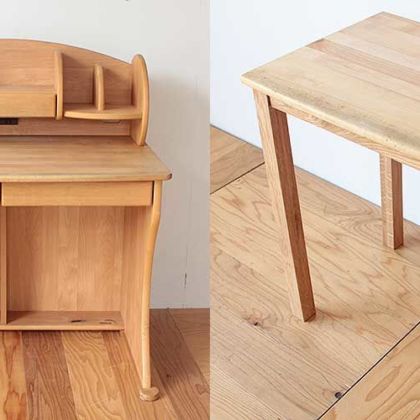 無垢アルダー材の学習机を飾り棚兼デスクに 家具リメイク事例：R206 Before & After