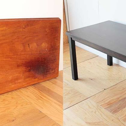 無垢チーク材でできたアジアン家具のテーブルをモダンにリメイク 家具リメイク事例：R210 Before & After