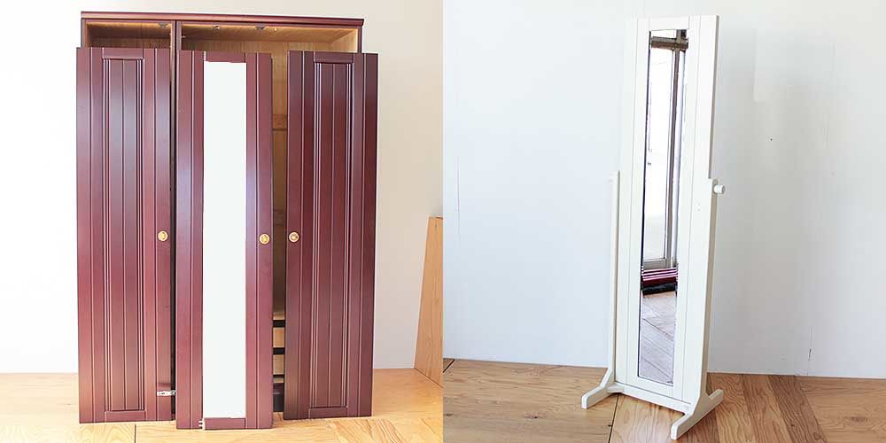 洋タンスの扉に付いていたミラーを生かして姿見に 家具リメイク事例：R218 Before & After