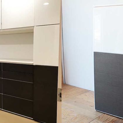 壁面収納家具を分割した縦長キャビネット　家具リメイク事例：R223　Before&after