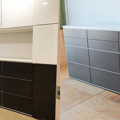 壁面収納家具を分割した引き出し収納家具　家具リメイク事例：R224　Before&after