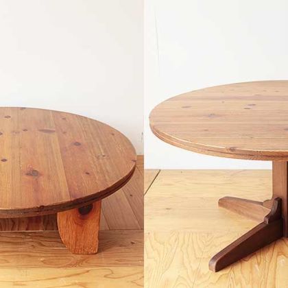 円形ちゃぶ台をセンター脚のダイニングテーブルに　家具リメイク事例：R236　Before&After