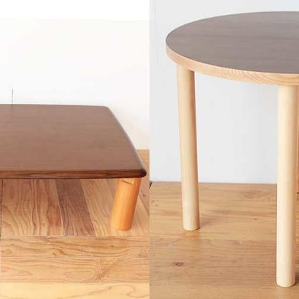 長方形の座卓を円形テーブルに　家具リメイク事例：R240　Before&after