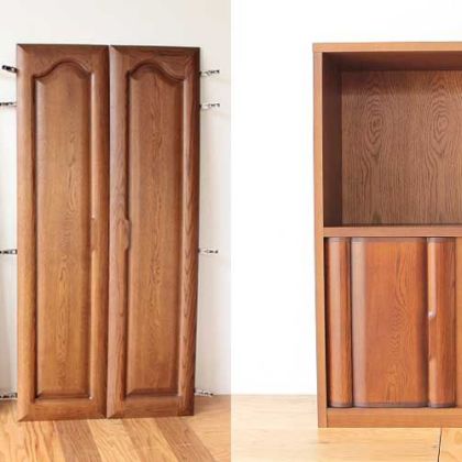 婚礼家具クローゼットの扉をカットしてテレビラックの扉に　家具リメイク事例：R242　Before & After