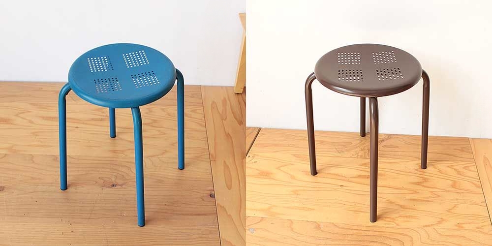 R0208：ブルーのメタルスツールをチョコレートブラウンにリメイクのイメージ