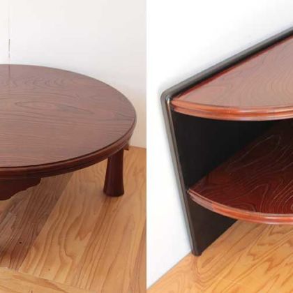 円形のちゃぶ台を半円形のお仏壇台に 家具リメイク事例：R268 Before & After