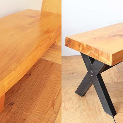 無垢座卓をダイニングテーブルにリメイク　家具リメイク事例：R272　Before&after
